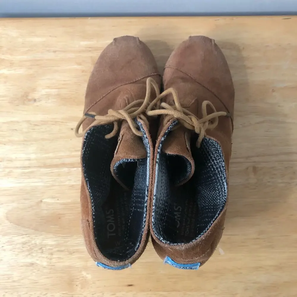 TOMS Suede Lace-Up Wedge Booties | Women's Size 7